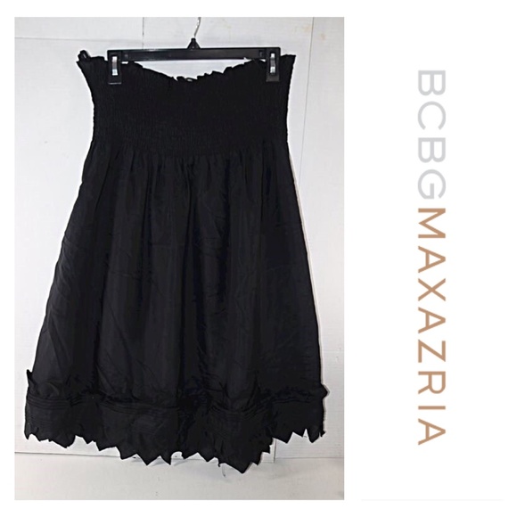 BCBGMaxAzria Dresses & Skirts - BCBGMaxAzria Black Silk Strapless Dress, Sz Lg